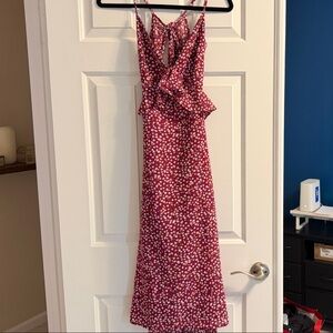 Blue Rain Red and White Floral Maxi Dress